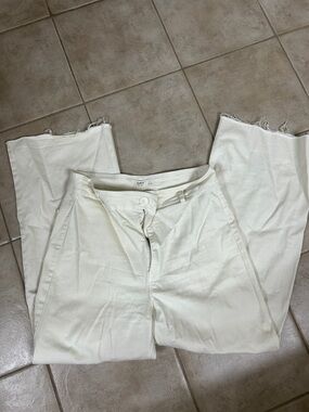 Oat New York White Wide Leg Jeans - Frayed Hem